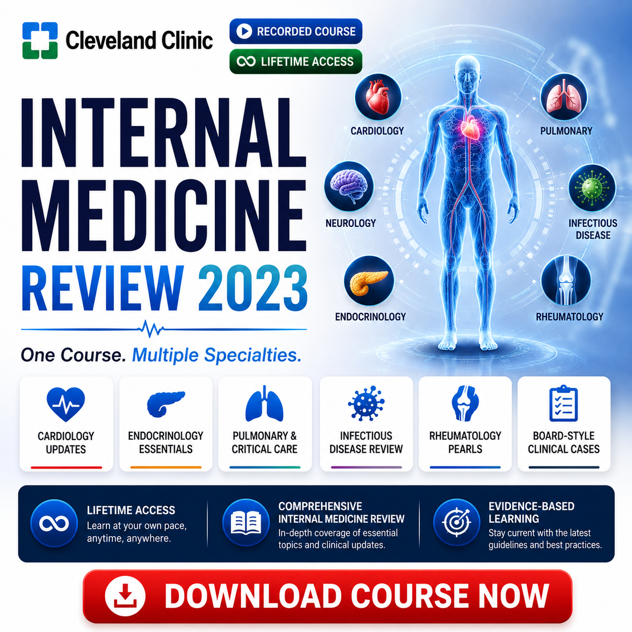 Cleveland Clinic: Internal Medicine Review 2023 (22 Videos+PDFs)