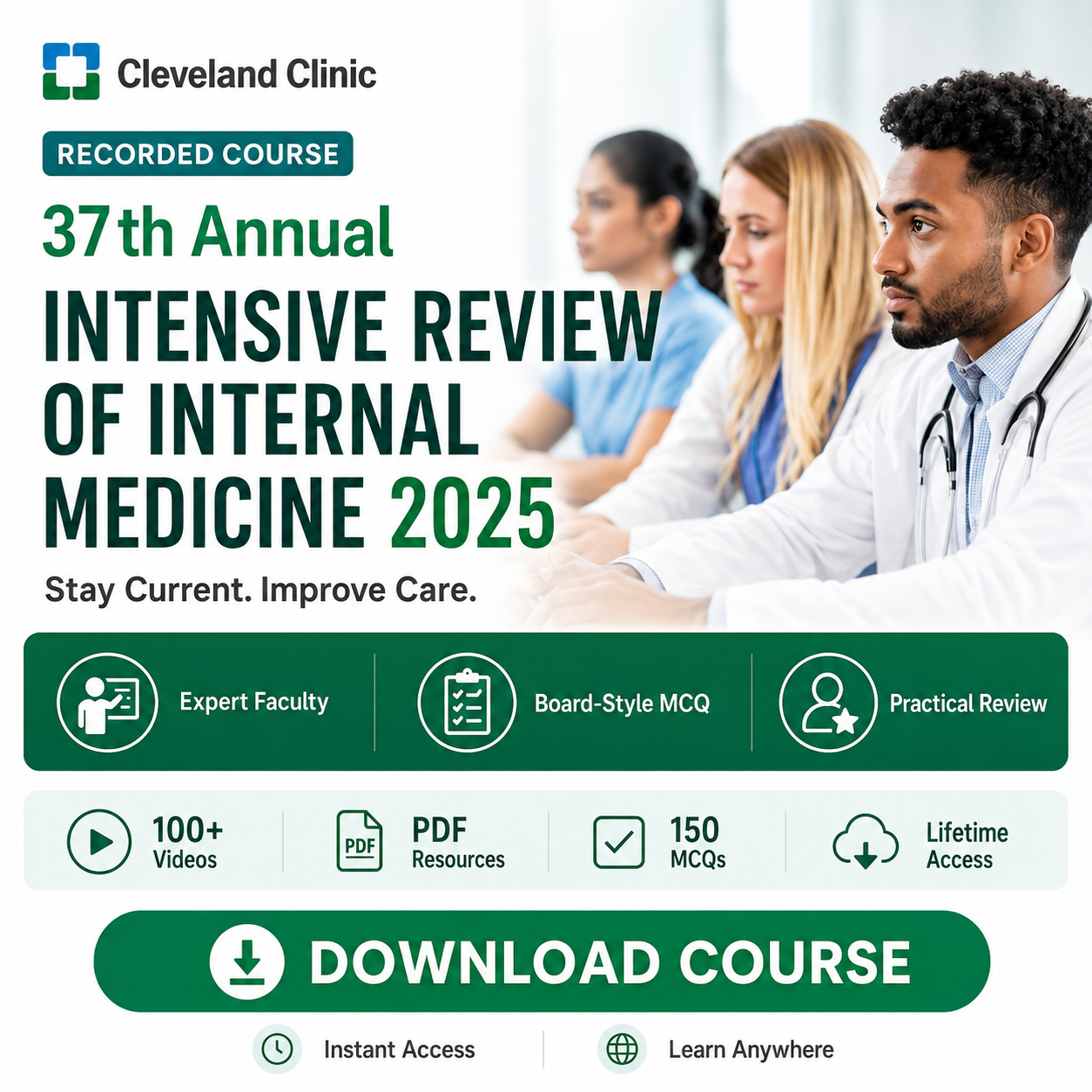 Cleveland Clinic 37th Annual Intensive Review of Internal Medicine 2025 (Qbank +PDF Slides)