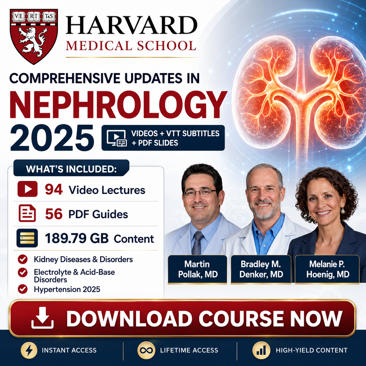 Harvard Comprehensive Updates in Nephrology 2025 (Videos with subtitles + Slides)